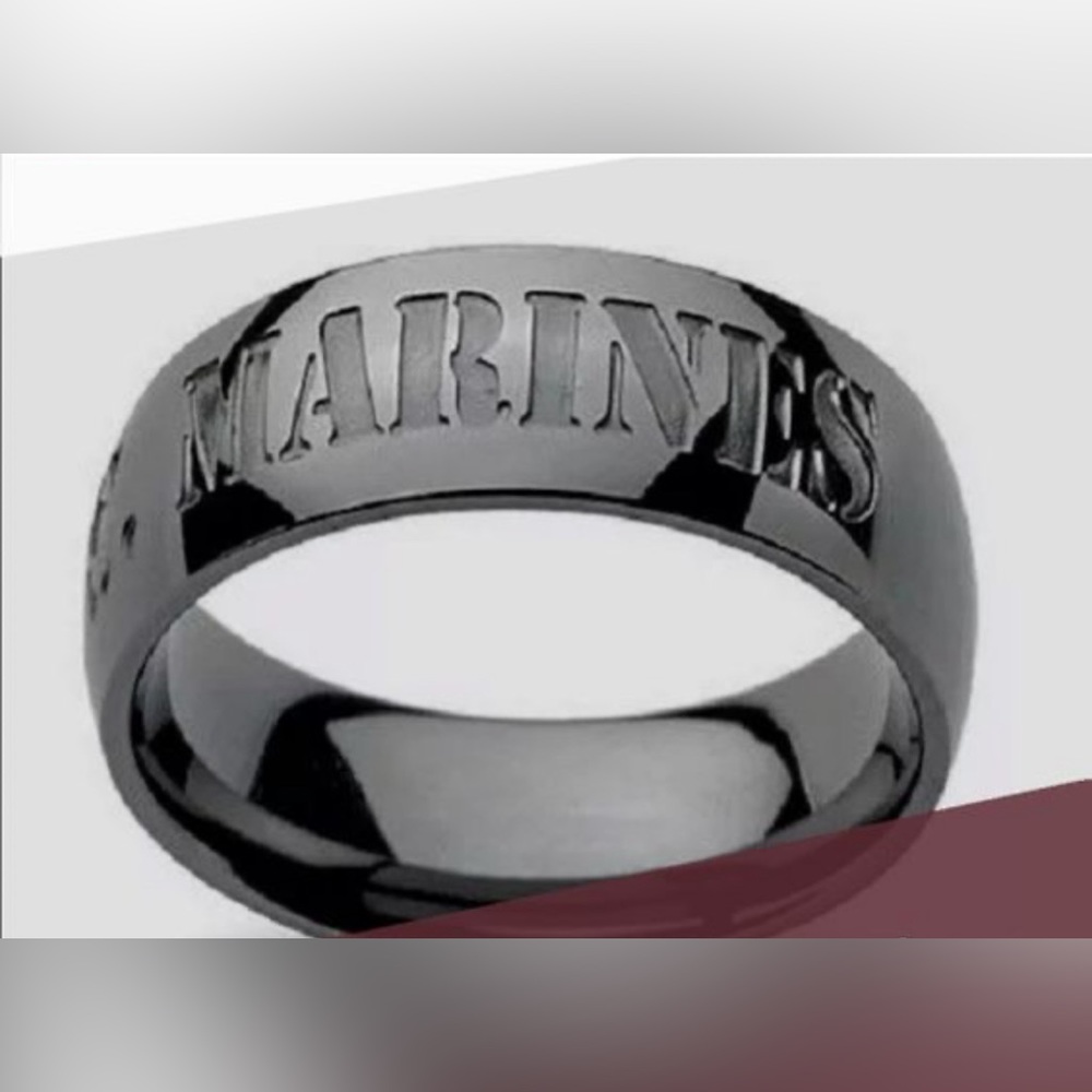 US Marines Ring Gunmetal Stainless Steel Black 8 mm